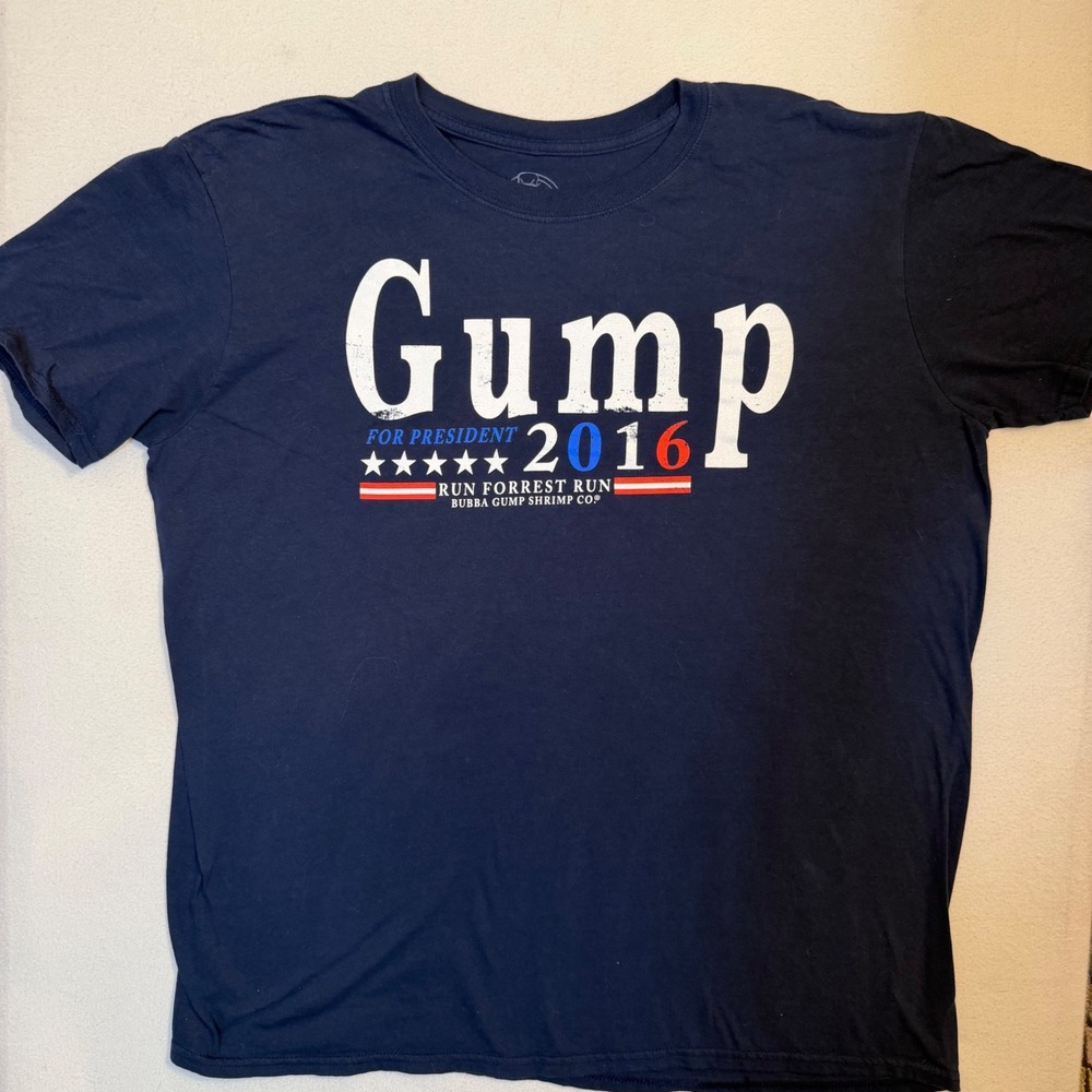 Bubba Gump Shrimp Co Gump For President 2016 Navy Graphic T-Shirt Mens XL